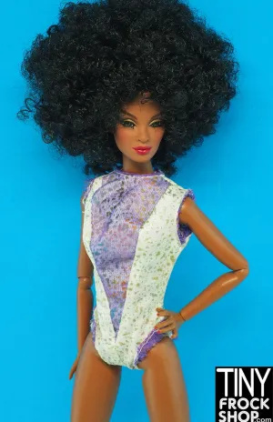 12" Fashion Doll Purple and White Sparkle Bodysuit