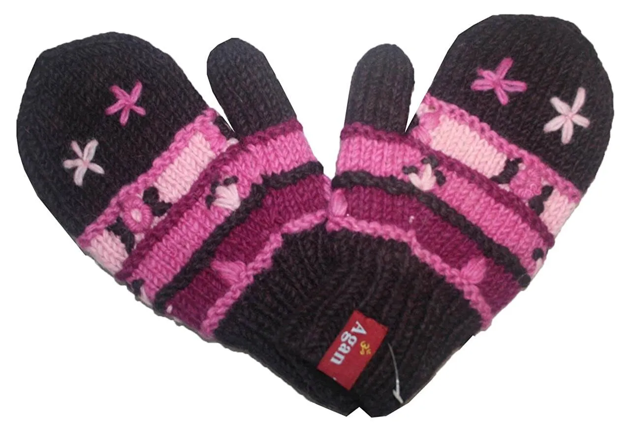 1418 Assorted Himalayan Knitted Lamb's Wool Fleece-Lined Hat OR Fingerless Mitten OR Folding Mitten