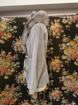 1970s Grey suede jacket with fur collar