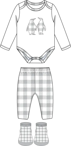 3 Piece Plush Pant Set: Grey Buffalo