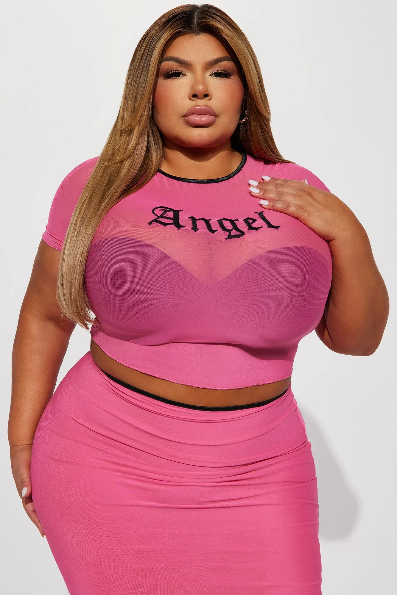 A True Angel Skirt Set - Fuchsia