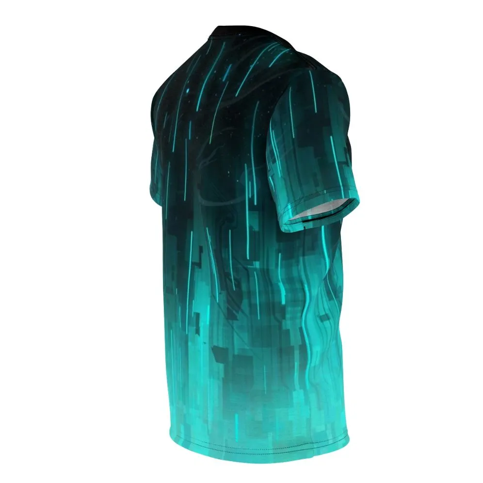 Abstract Digital Tech Inspired T-Shirt with Geometric Pattern