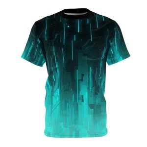 Abstract Digital Tech Inspired T-Shirt with Geometric Pattern