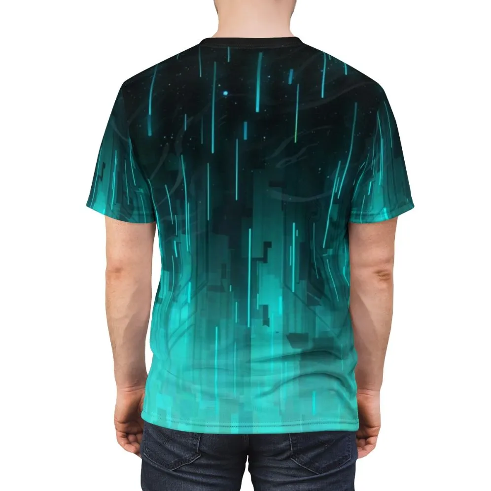 Abstract Digital Tech Inspired T-Shirt with Geometric Pattern