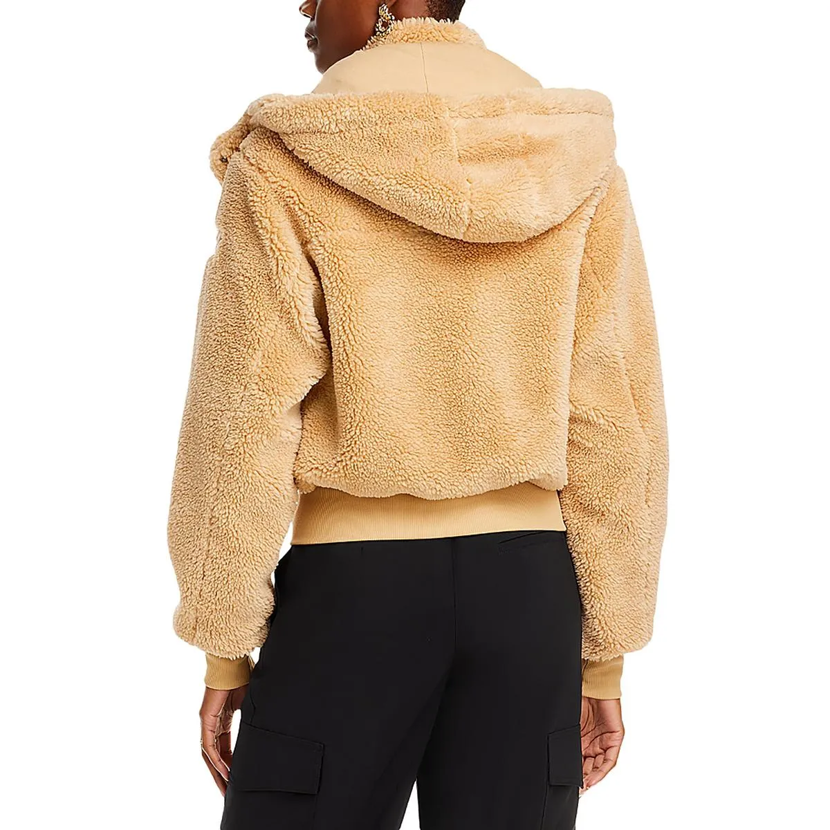 Alo Womens Faux Fur Hooded Faux Fur Coat