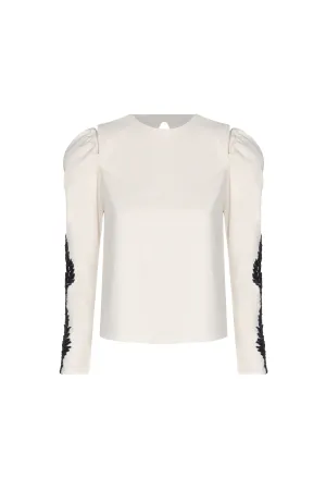Ana Canvas Hand Embroidered Blouse / Ecru