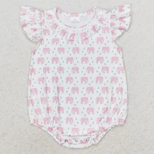 Baby Infant Girls Rompers Pink Elephant Flutter Sleeve Rompers SR1825