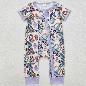 Baby Infant Girls Rompers Purple Dog Easter Rabbits Zip Rompers SR2095