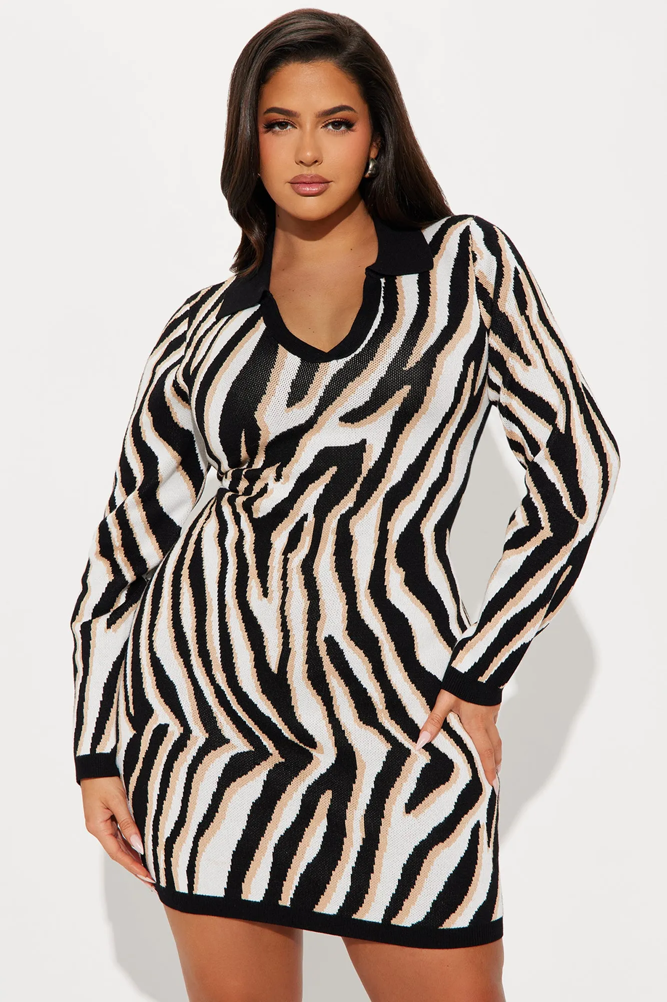 Barbara Sweater Mini Dress - Ivory/combo