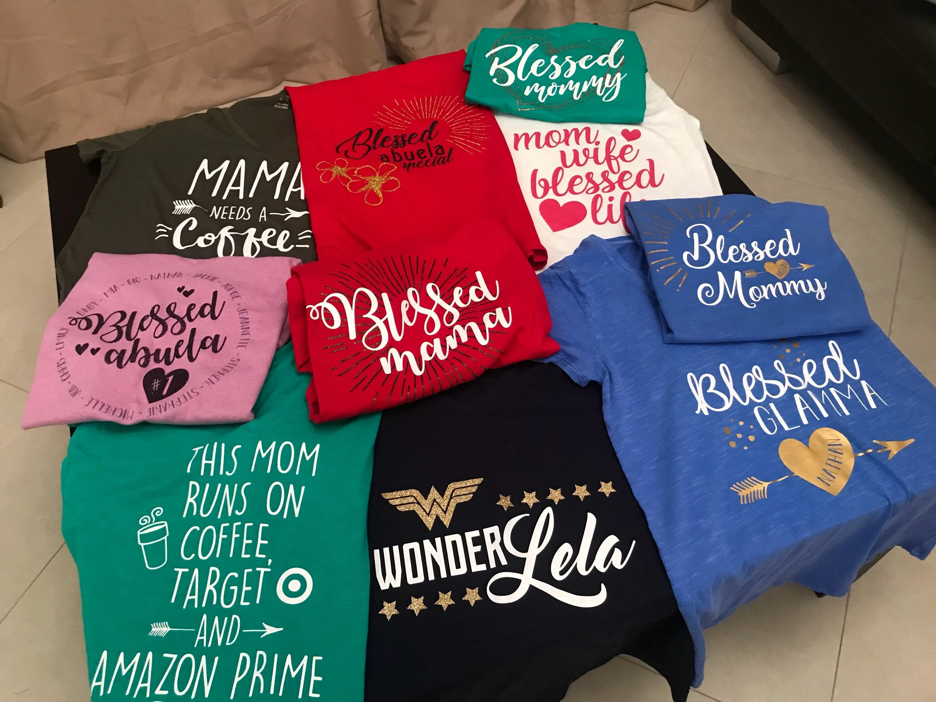 Blessed Glamma Shirt, Personalized Grandma, Grandkid Names, Any Color