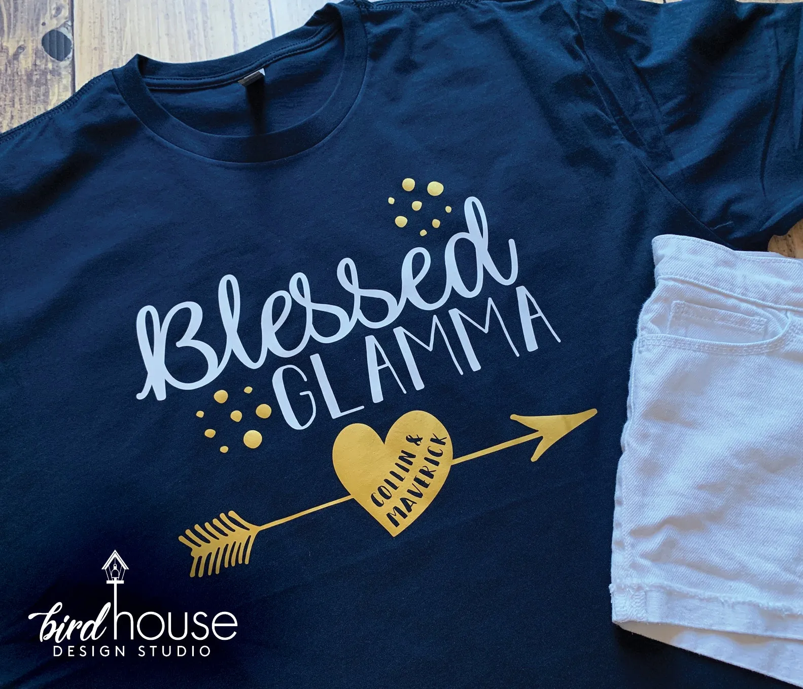 Blessed Glamma Shirt, Personalized Grandma, Grandkid Names, Any Color