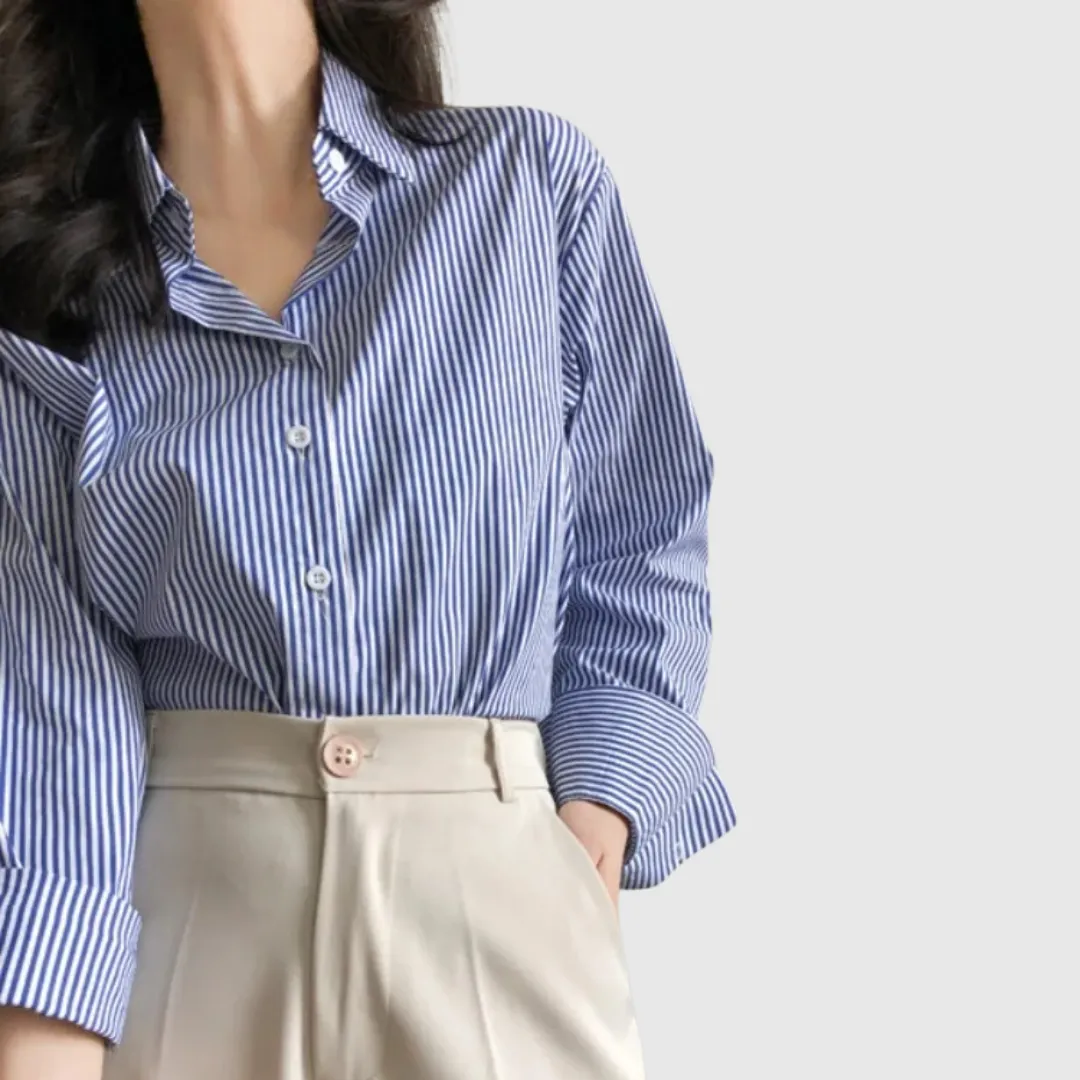 Blouse Long Sleeve Stripes Shirt | Casual Ladies Shirt