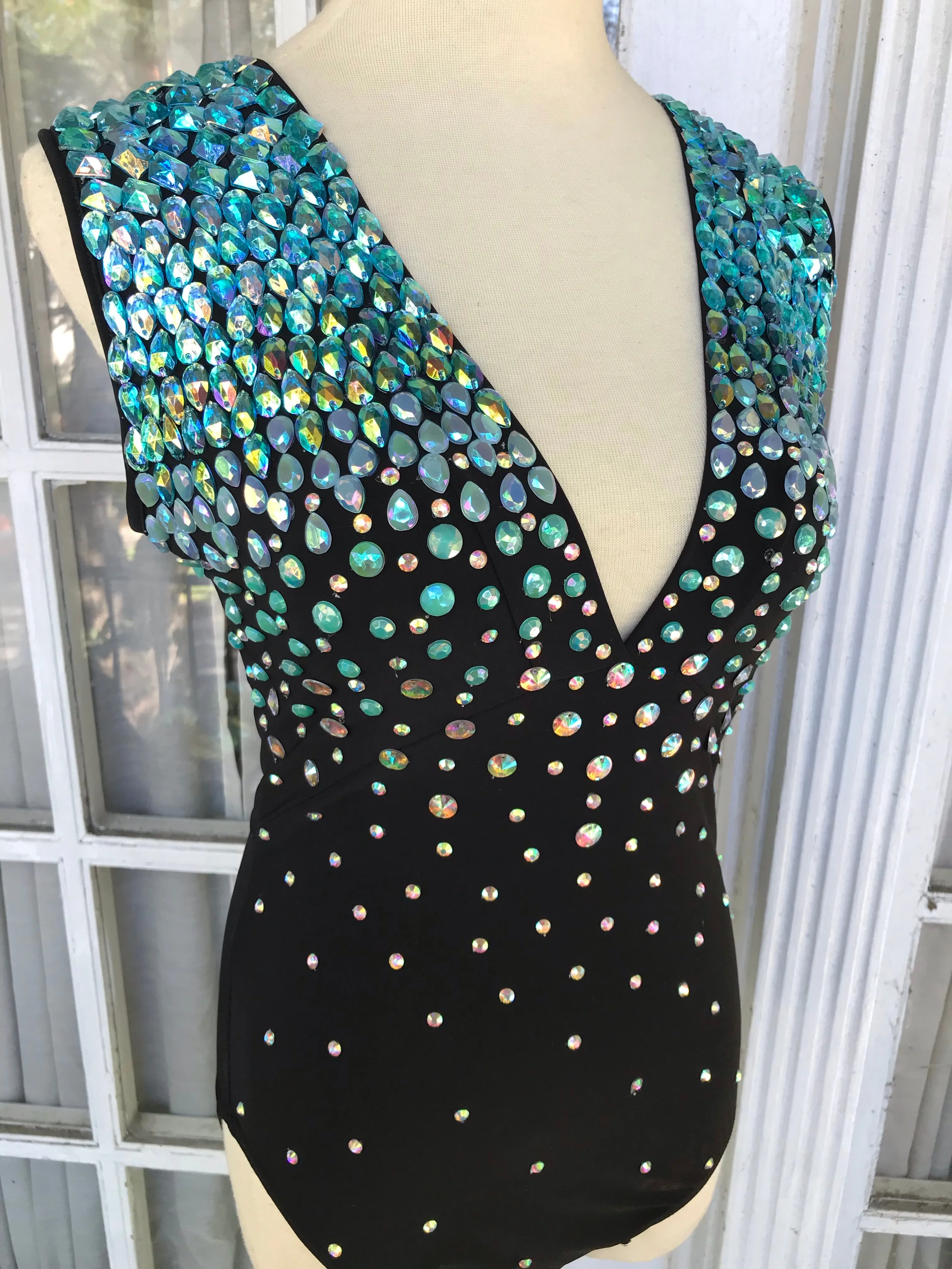 Blue Ombré Embellished Bodysuit - L (10/12)