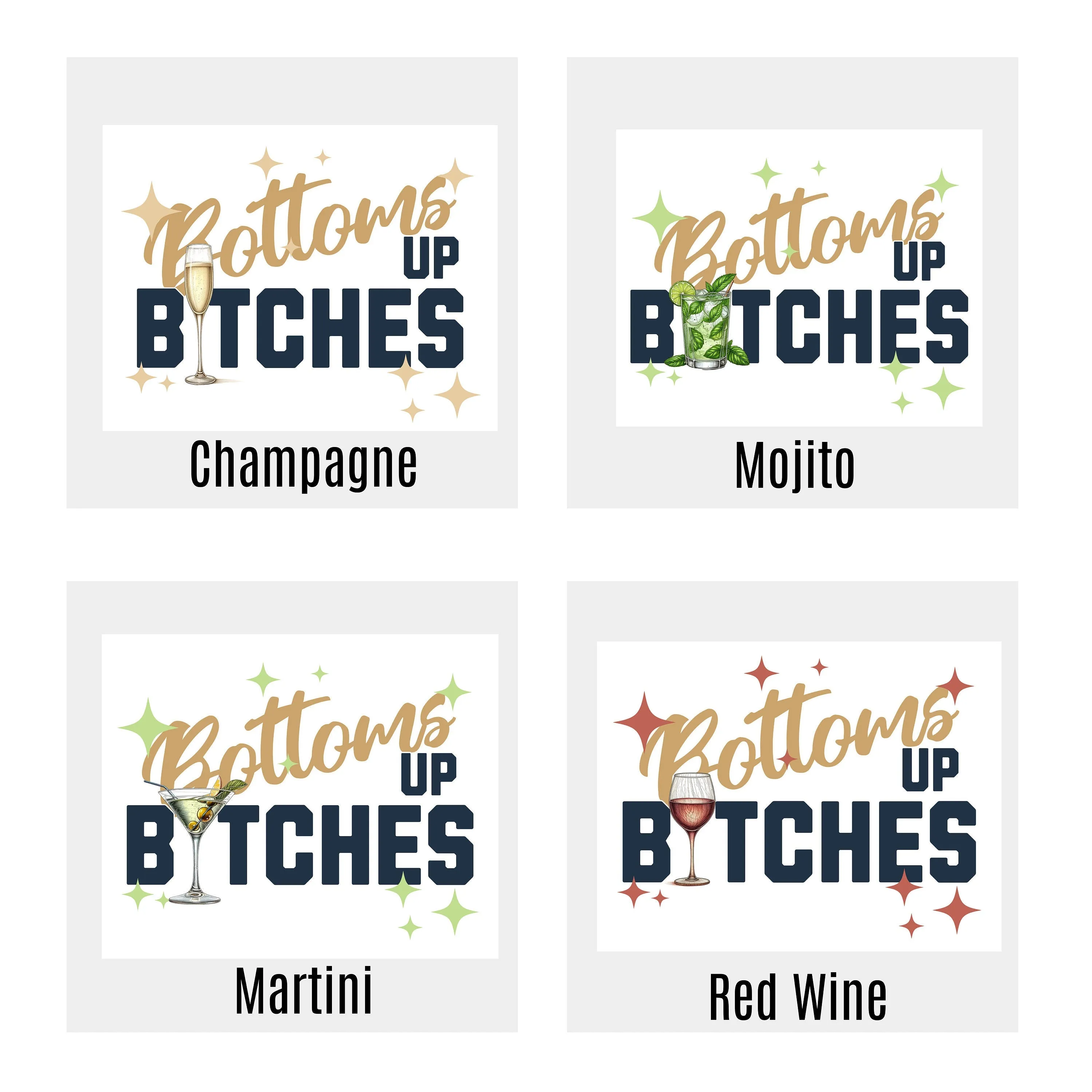Bottoms Up Bitches Funny Party V-Neck, Champagne Celebration  T-Shirt, Girls Night Out Top, Vacation Group Tee, Bachelorette Party Tank Top