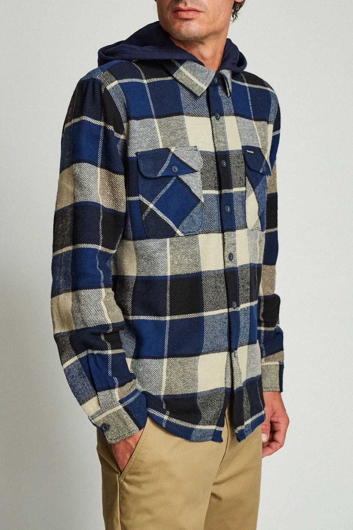Bowery Hood L/S Flannel - Black/Blue