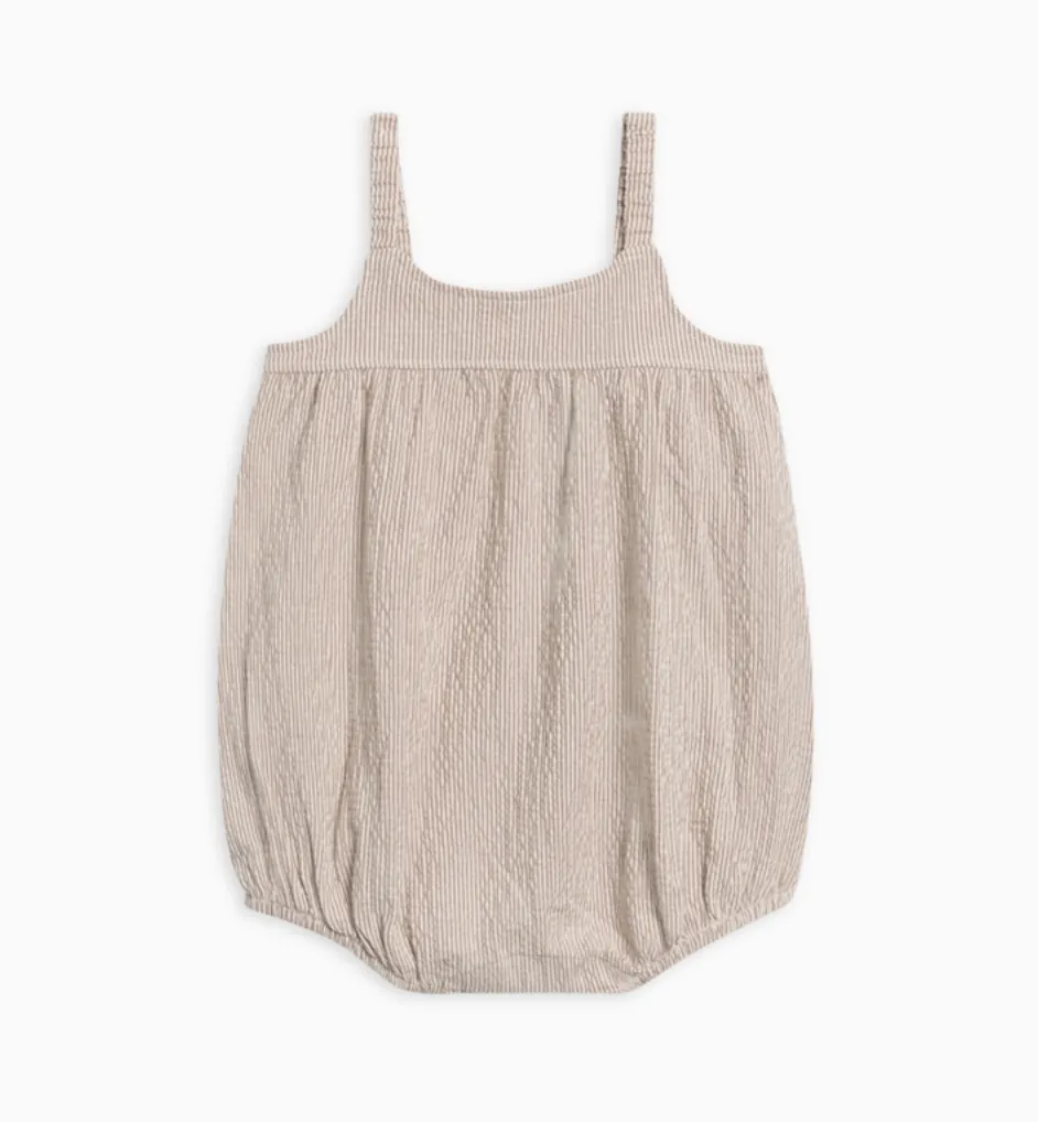 Caspia Seersucker Romper - Shore Stripe/Truffle