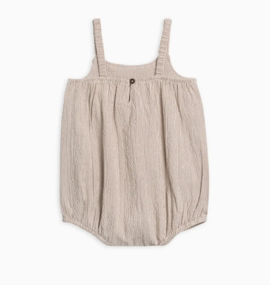 Caspia Seersucker Romper - Shore Stripe/Truffle