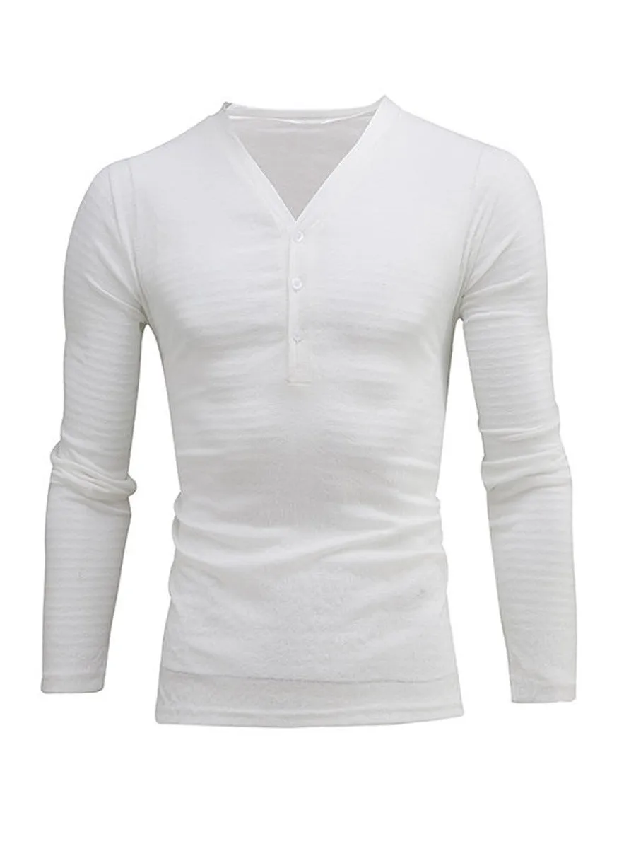 Casual Fashion Pullover Breathable V-neck Long-sleeved Shirt