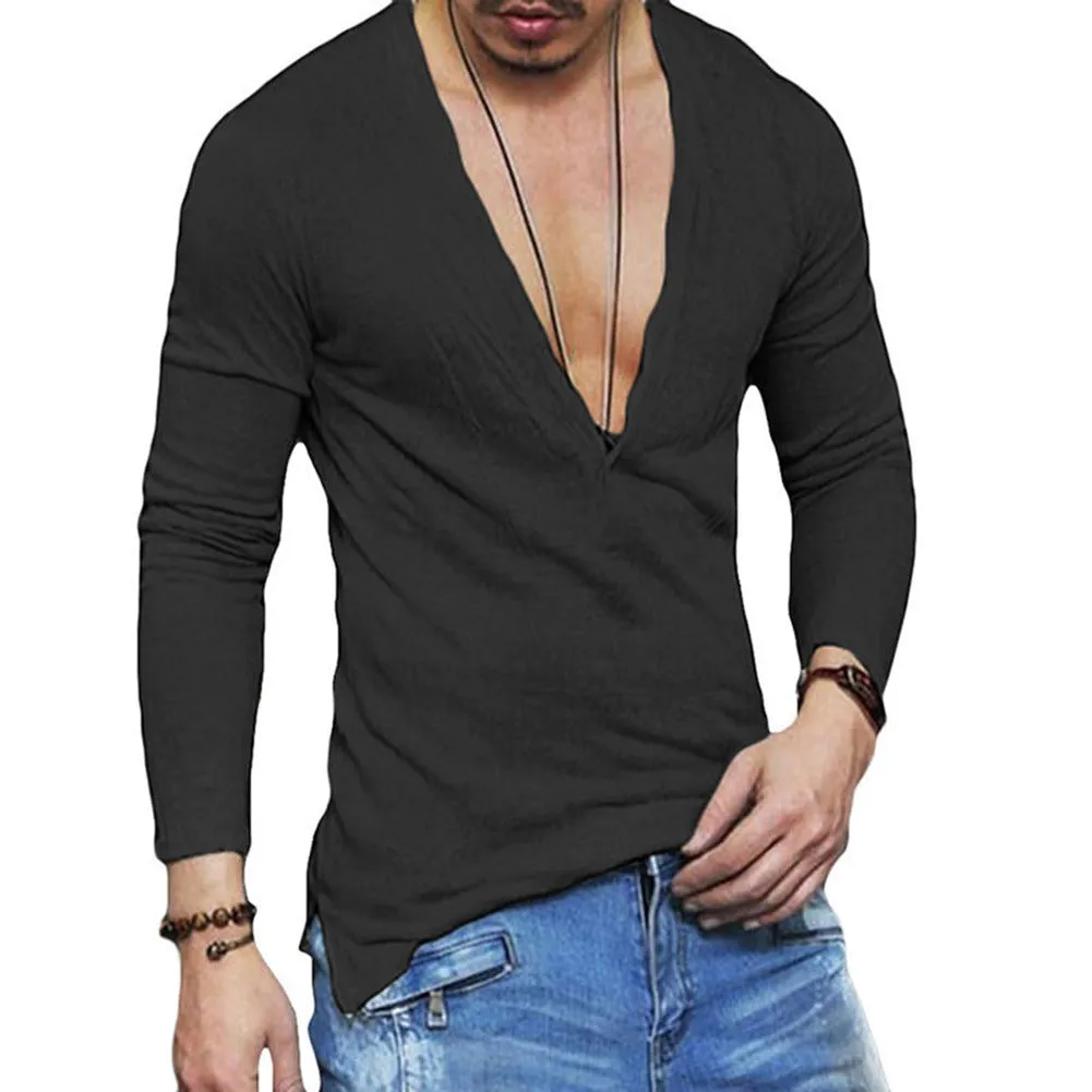 Casual Fashion Pullover Breathable V-neck Long-sleeved Shirt