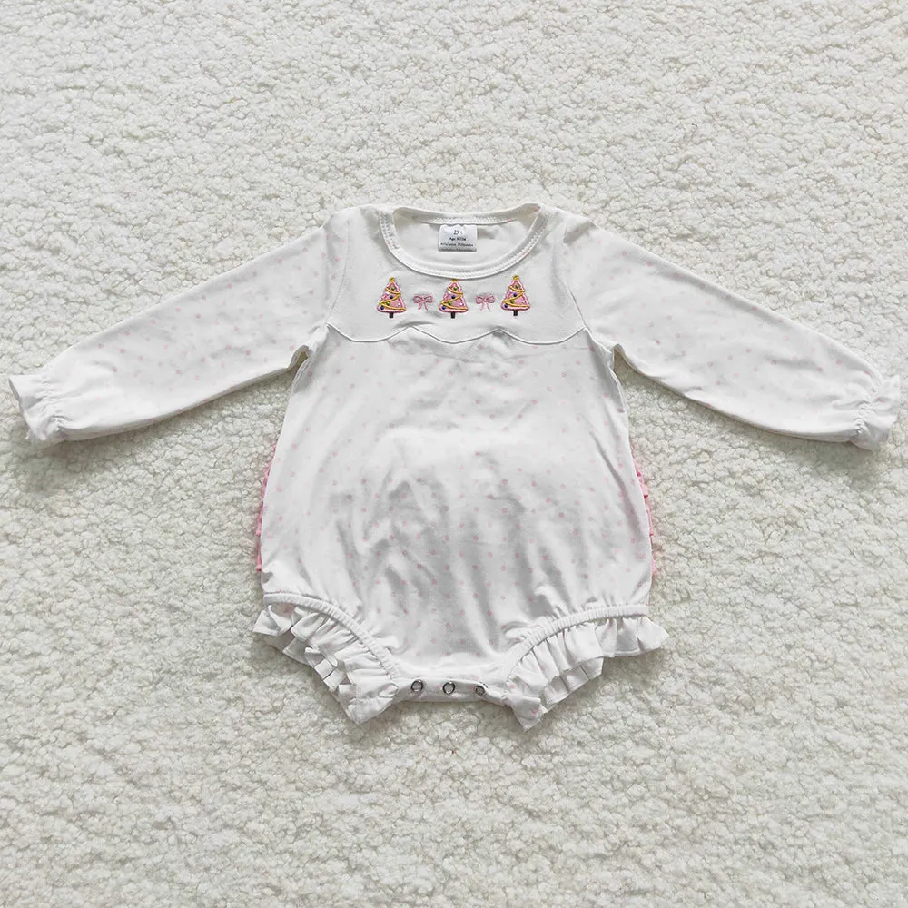 Christmas Tree Embroidery Boutique Girls Romper LR0392