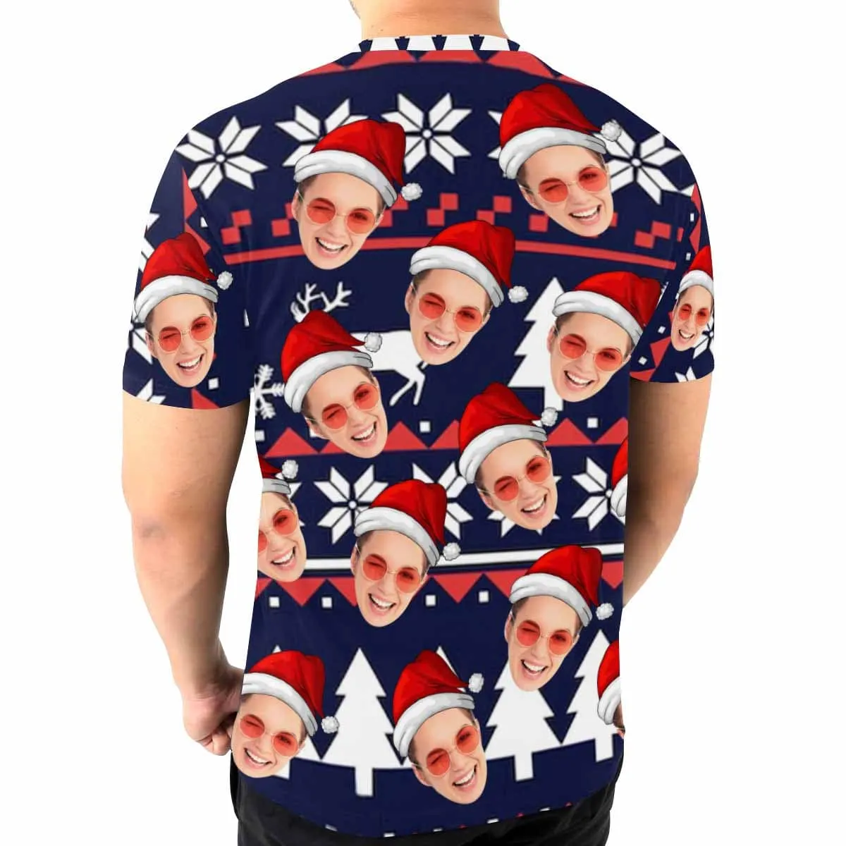 Custom Face Christmas Tree Men's T-shirt