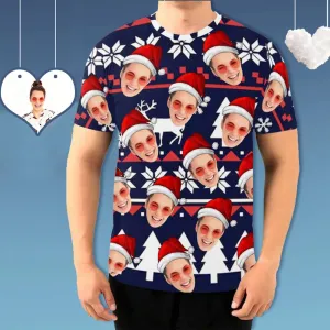 Custom Face Christmas Tree Men's T-shirt