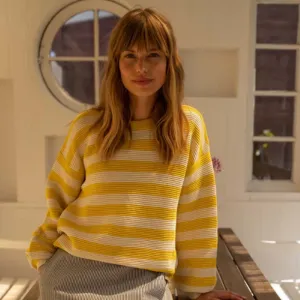 Danegold Knit Sweater Faded Yellow/Chalk - WAS $149.95