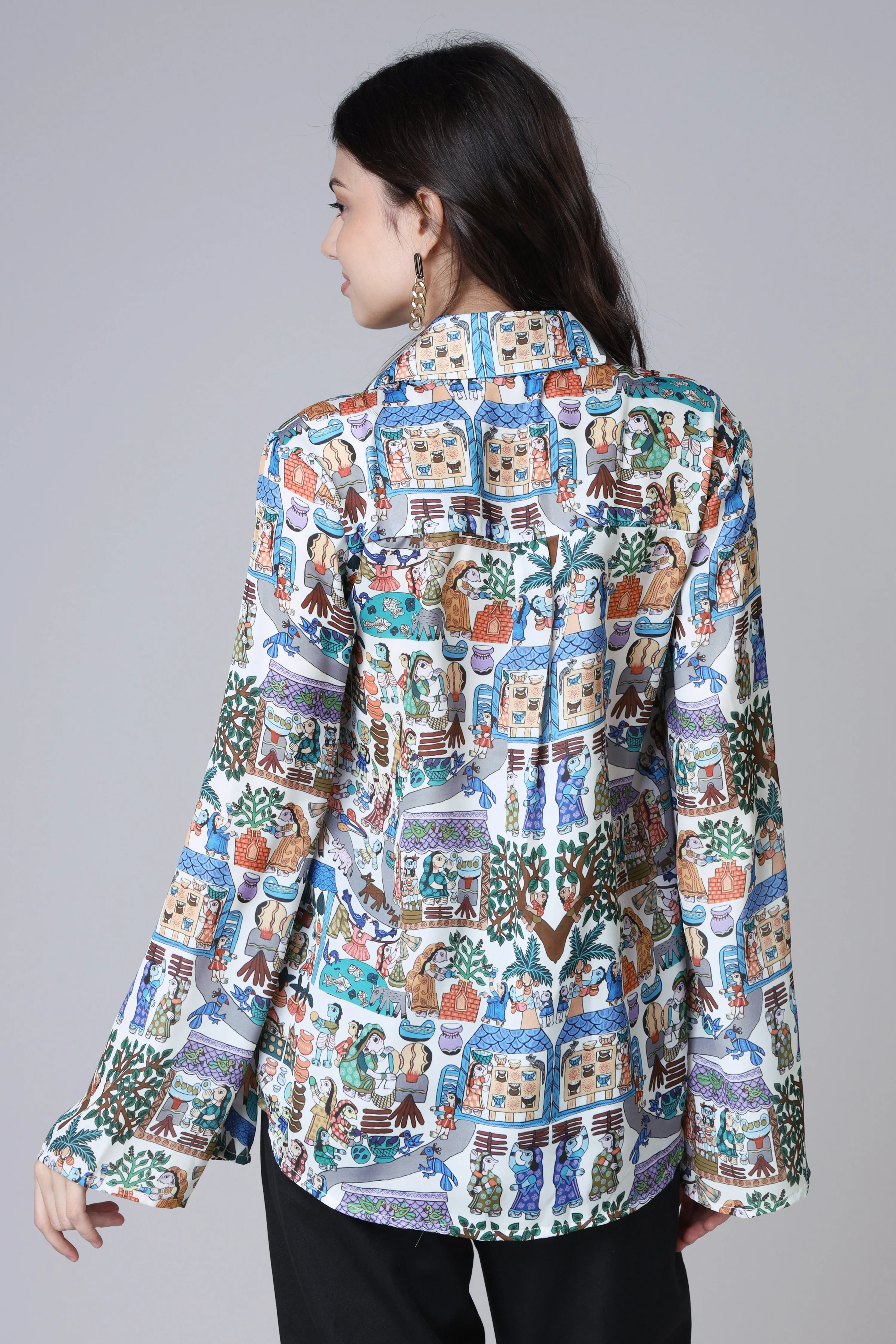 Ethnic Women's Bell Sleeve Comfort Fit Shirt