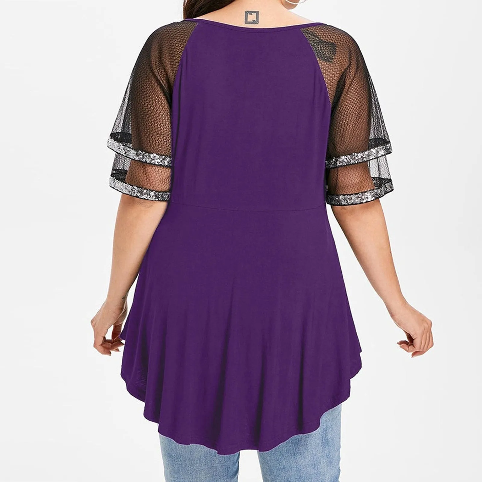 Funki Buys | Shirts | Women's Plus Size Ladies Sequinned Lace Top