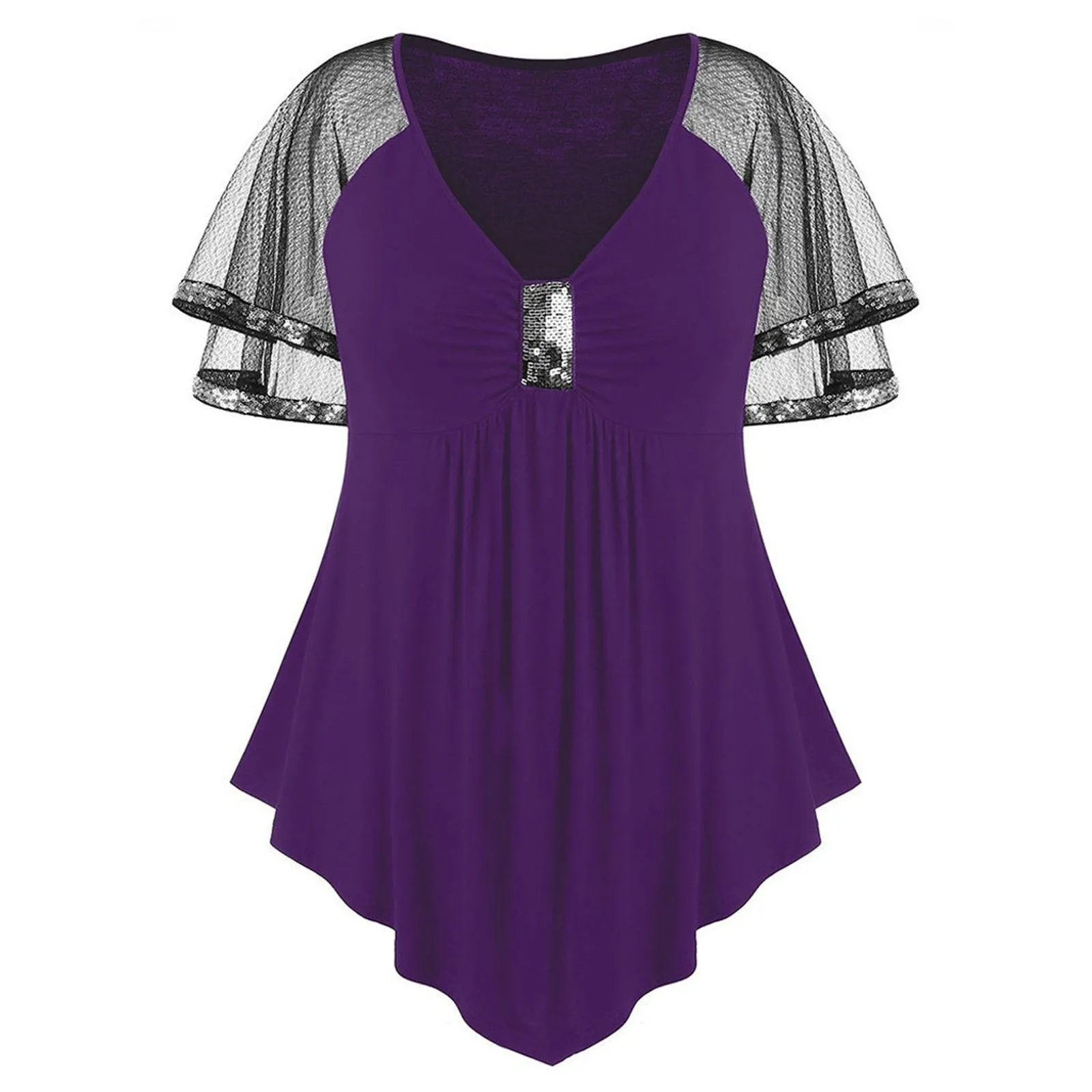 Funki Buys | Shirts | Women's Plus Size Ladies Sequinned Lace Top