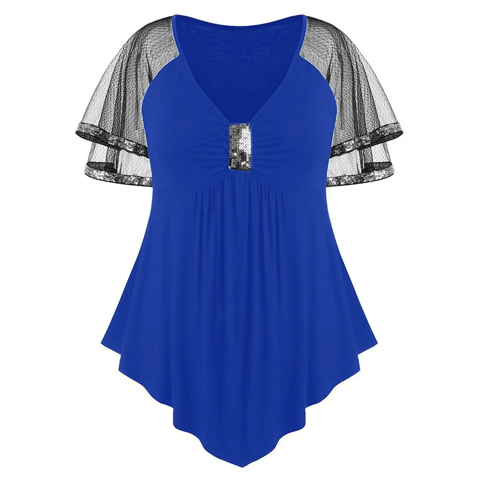 Funki Buys | Shirts | Women's Plus Size Ladies Sequinned Lace Top