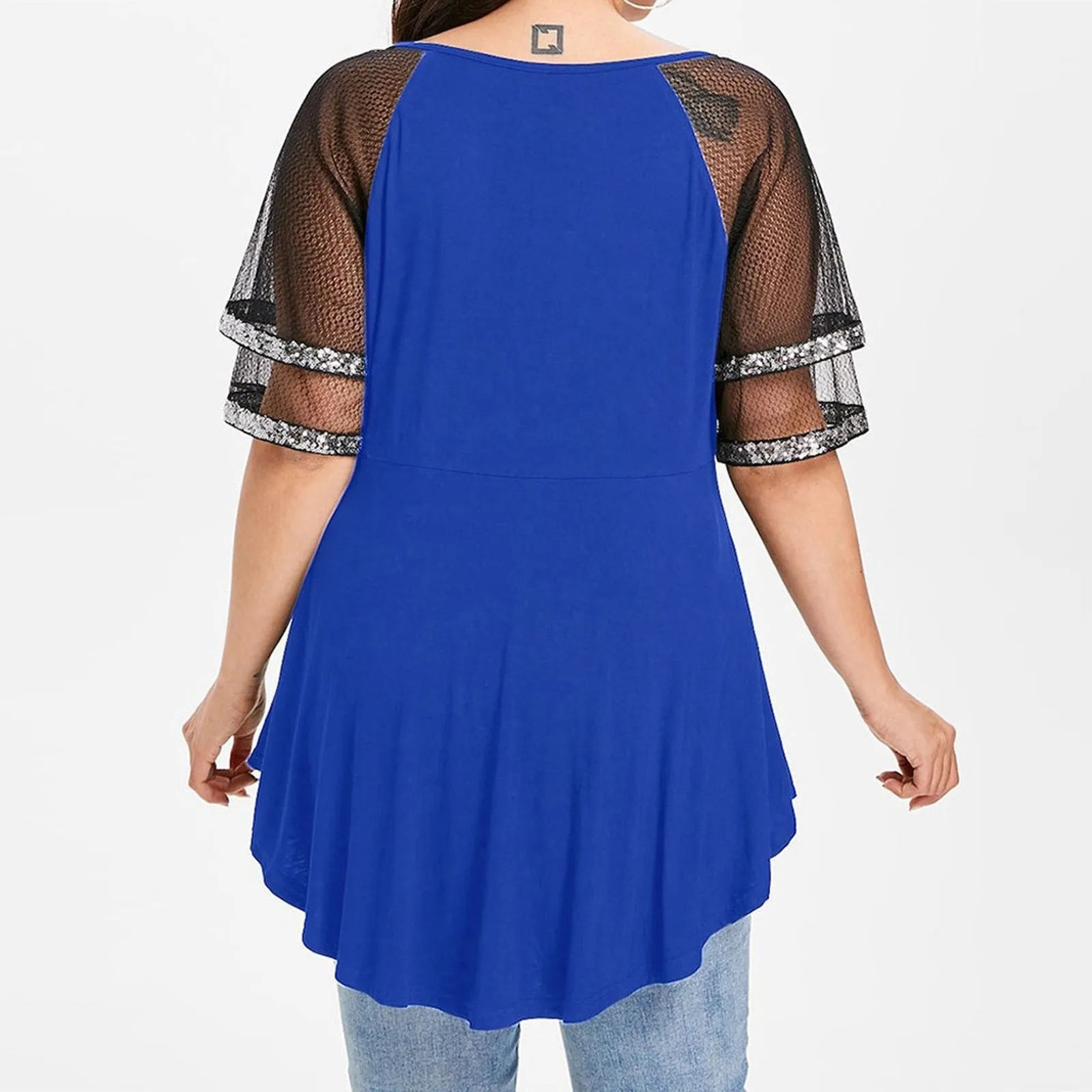 Funki Buys | Shirts | Women's Plus Size Ladies Sequinned Lace Top