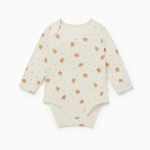 Gingerbread Print Long Sleeve Bodysuit