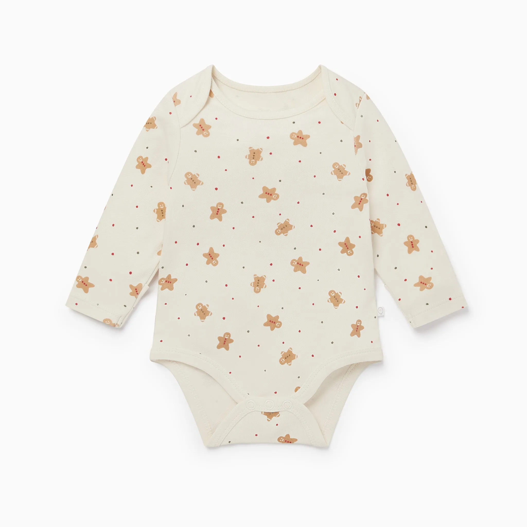 Gingerbread Print Long Sleeve Bodysuit