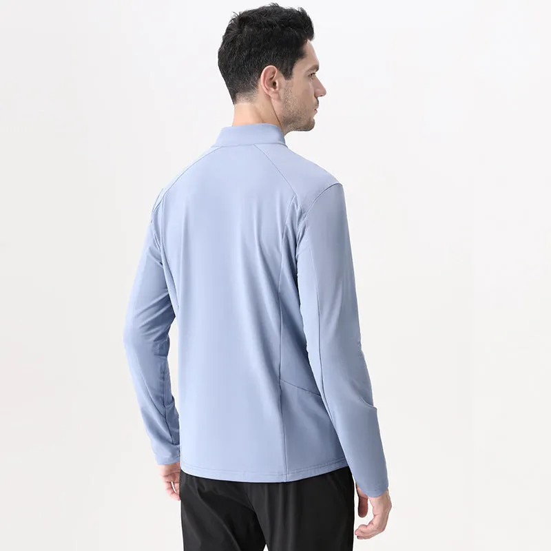 Half-Zip Fleece-Lined Stand-Collar Long-Sleeve