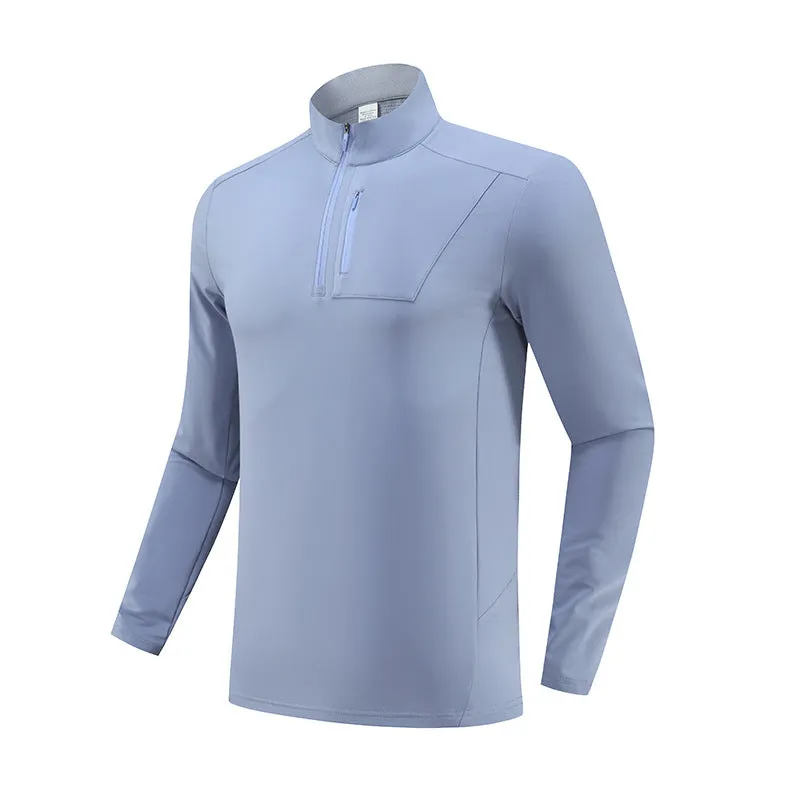 Half-Zip Fleece-Lined Stand-Collar Long-Sleeve