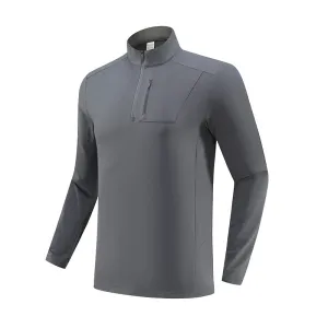 Half-Zip Fleece-Lined Stand-Collar Long-Sleeve