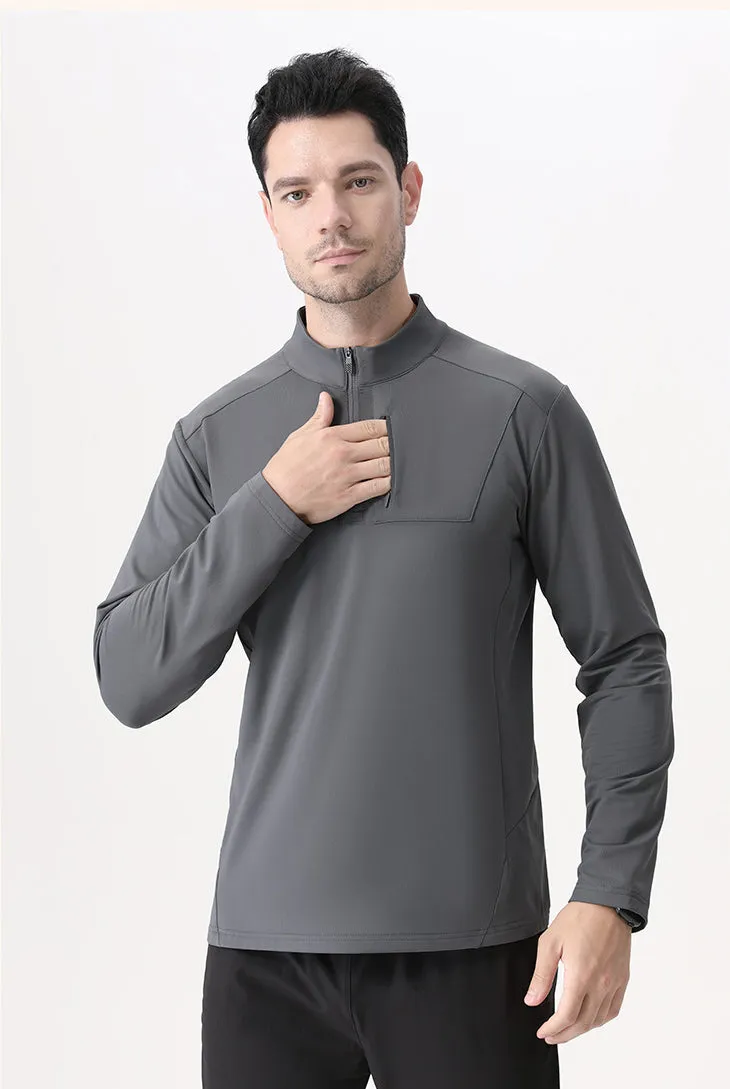 Half-Zip Fleece-Lined Stand-Collar Long-Sleeve