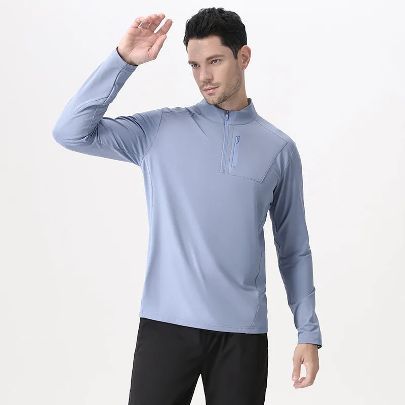 Half-Zip Fleece-Lined Stand-Collar Long-Sleeve