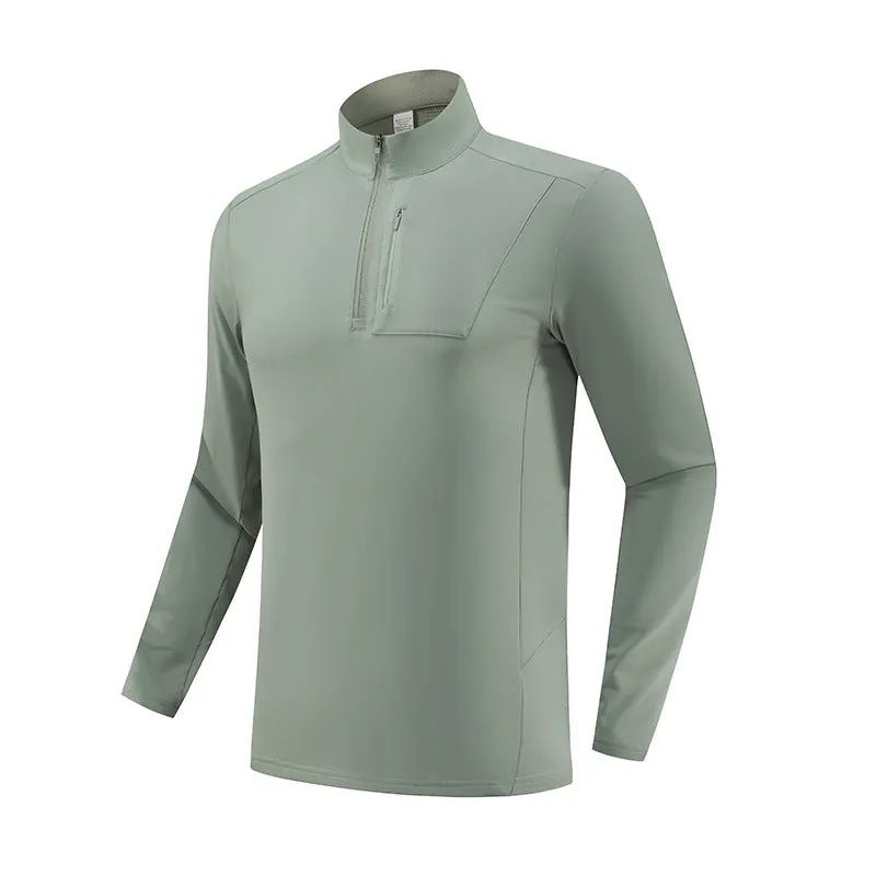 Half-Zip Fleece-Lined Stand-Collar Long-Sleeve