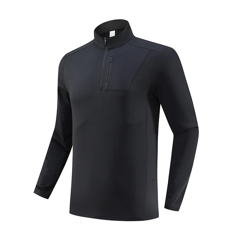 Half-Zip Fleece-Lined Stand-Collar Long-Sleeve