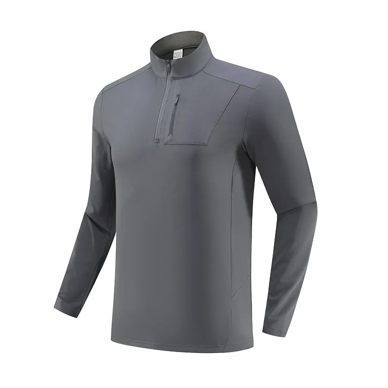 Half-Zip Fleece-Lined Stand-Collar Long-Sleeve