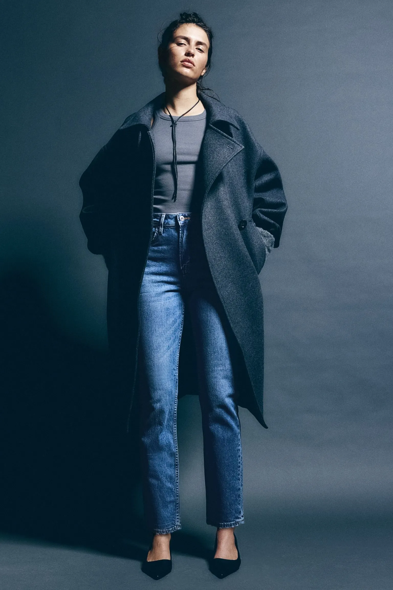 H&M Slim Straight High Jeans, blue