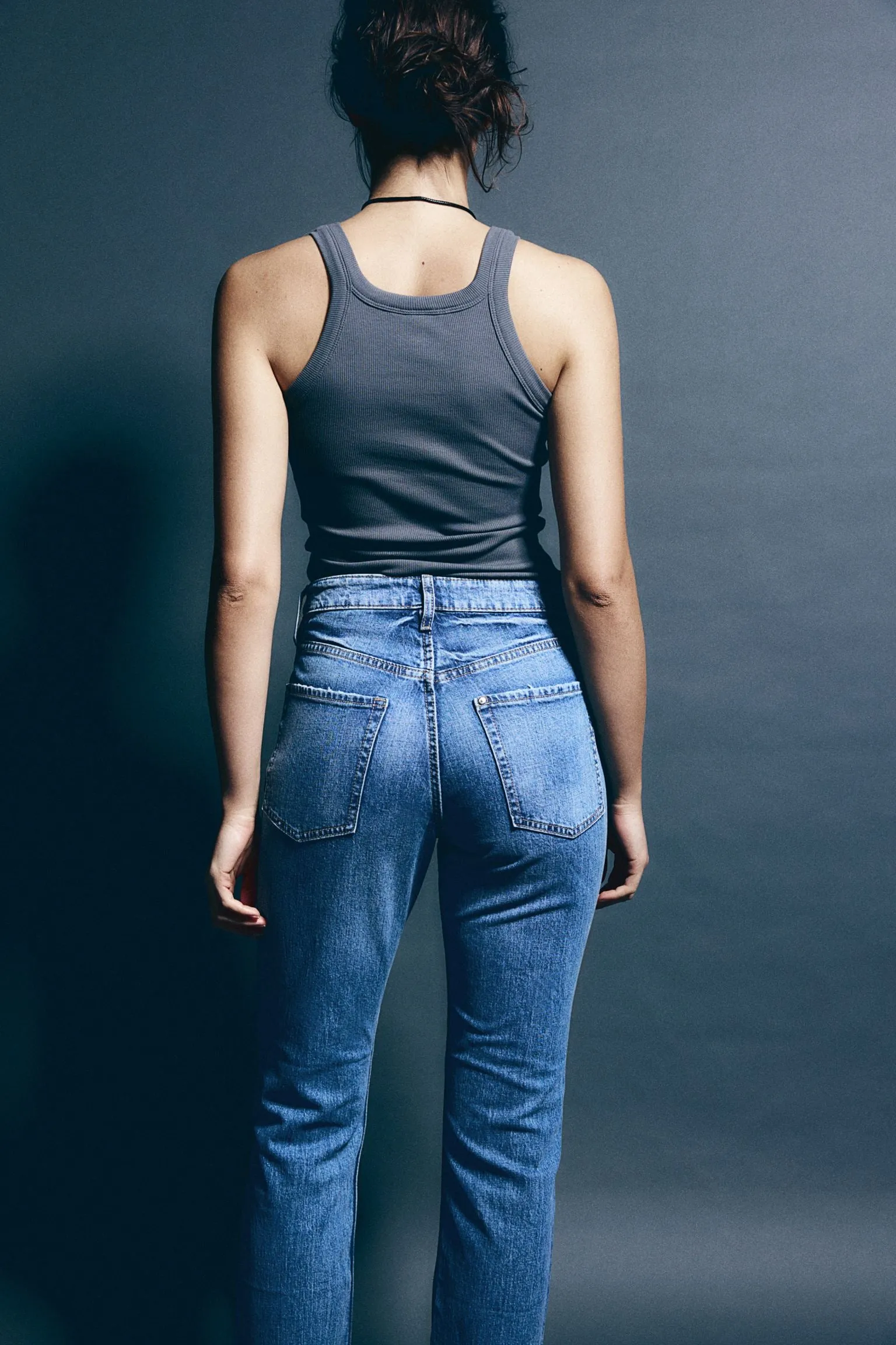 H&M Slim Straight High Jeans, blue