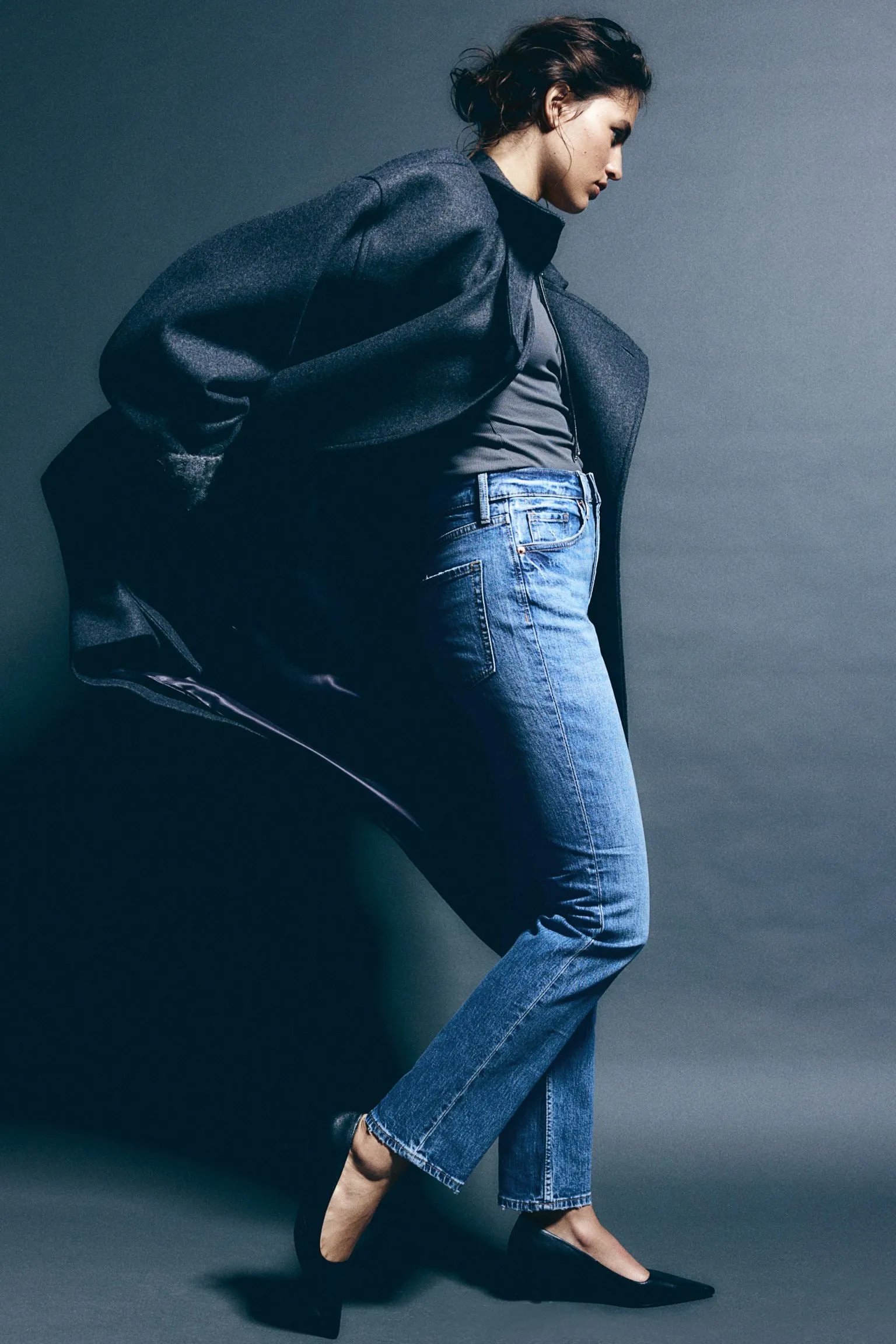 H&M Slim Straight High Jeans, blue