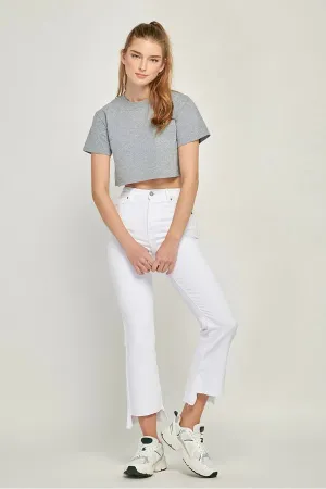Hi Low Uncut Hem | White Hi Low Uncut Hem | White