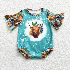 highland cow baby girls romper SR0126