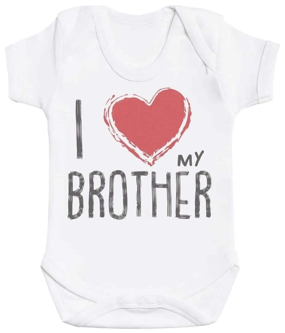I Love My Brother Red Heart - Baby Bodysuit