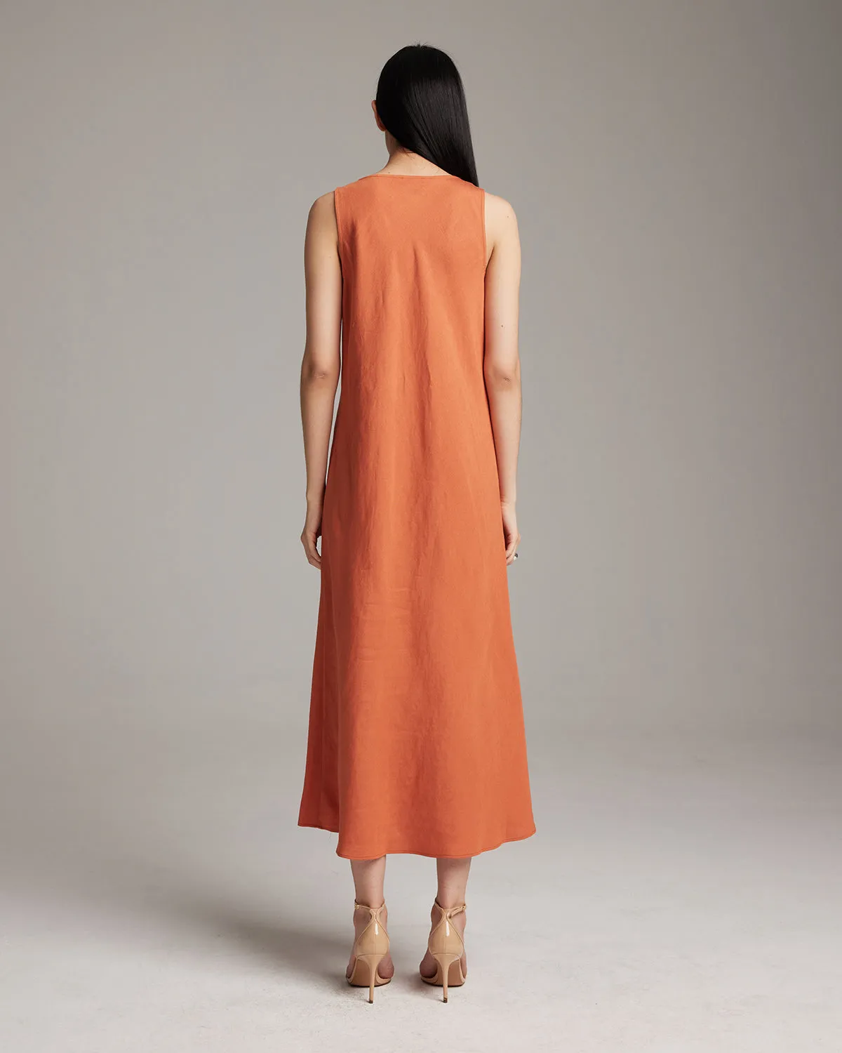Linen V Neck Dress