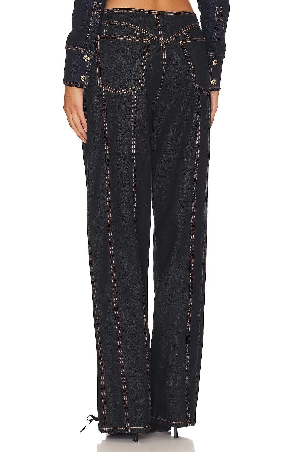 LIONESS Daydream Tie Up Jeans, Dark Denim